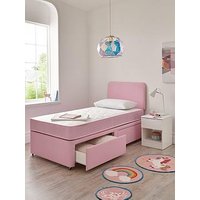 Airsprung Megan Kids Storage Divan With Mattress And Headboard - Pink